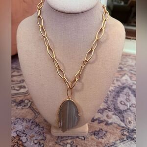 Anthropologie Serefina Chunky Agate Pendant Necklace NWOT